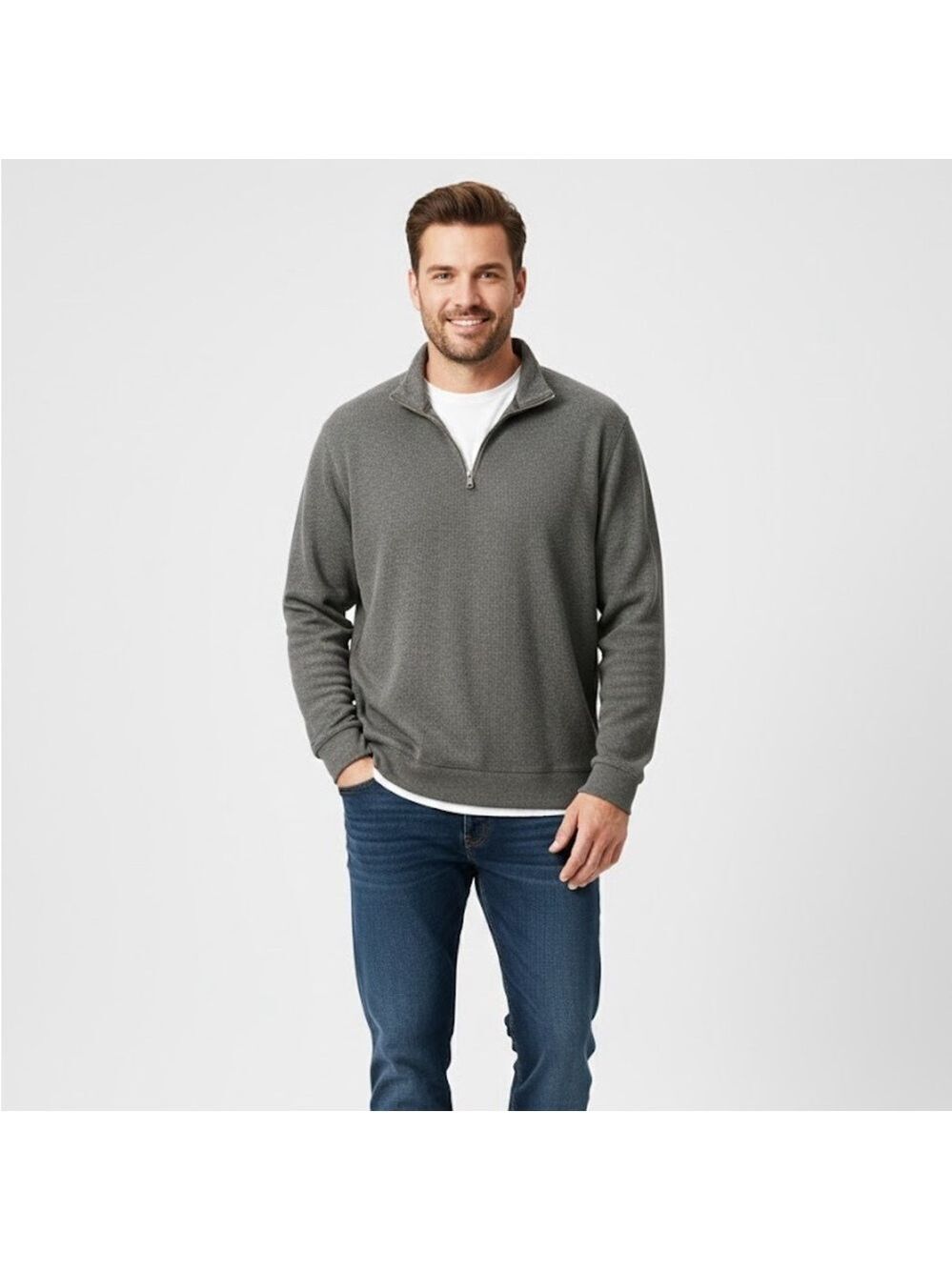 Banana Republic Men's Charcoal Zip-Up Sweater